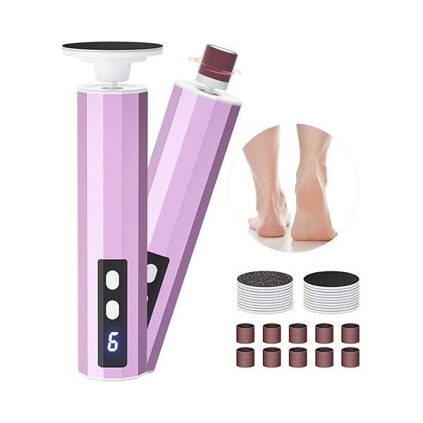 Electric Foot Callus Remover, Pedicure Tools for Feet, File Nail Grinder with 9 Adjustable Speeds, Cordless Rechargeable Sander Replace Sandpaper Dics Dead Skin, Callus, Rose Gold