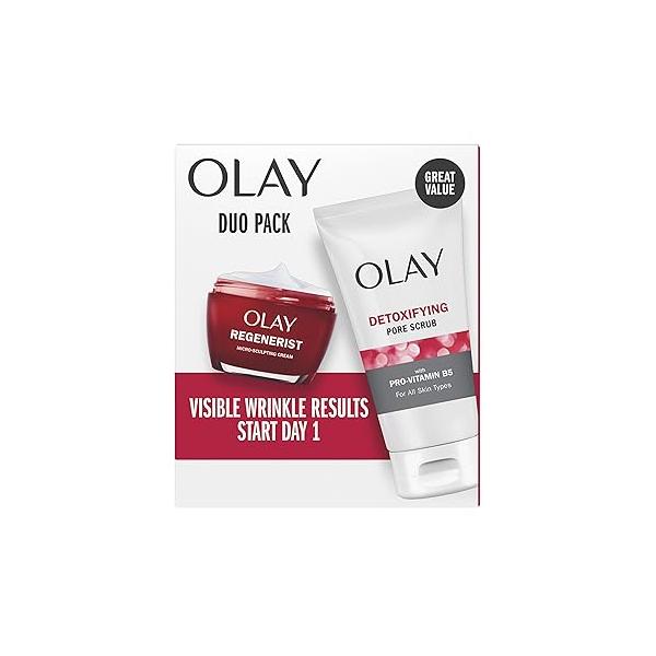 Olay Face Wash Regenerist Advanced Anti-Aging Pore Scrub Cleanser (5.0 Oz) and Micro-Sculpting Moisturizer Cream (1.7 Skin Care Duo Pack, Total 6.7 Ounces