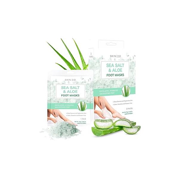 Eucalyptus & Aloe Foot Masks - Moisturizes Tired, Dry Cracked Feet, Exfoliating Hydrating Dermatologist Tested Korean Skincare Clean Beauty, Cruelty-Free 3 Pairs