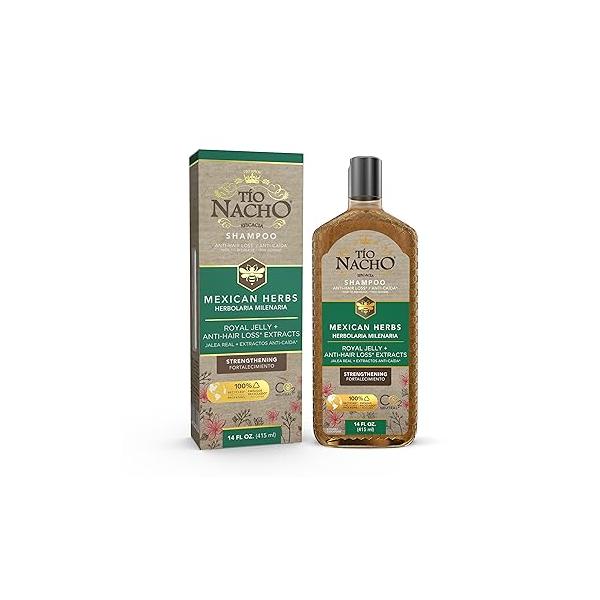 Tio Nacho Mexican Herbs Shampoo, Strengthening Hair Care with Royal Jelly, Ginseng, Wheat and Jojoba Oil, Honey Scented-14 Fl Oz