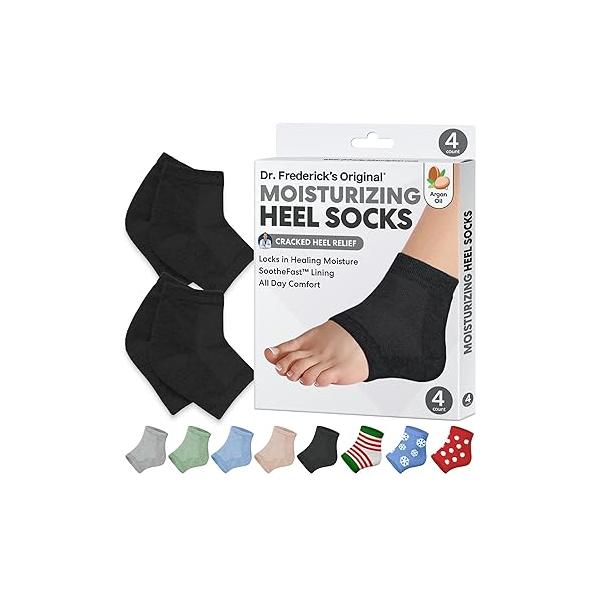 Dr. Frederick's Original Moisturizing Heel Socks for Cracked Treatment - 2 Pairs Stop Heels in Their Tracks
