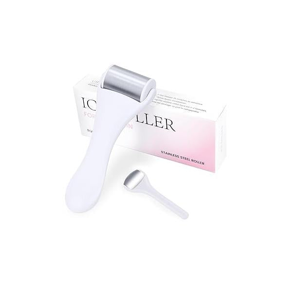 Ice Roller for Face and Eye 2 Pcs,Face Skin Care Puffiness,Migraine,Pain Relief,Eye For Puffy Eyes Dark Circles,Stainless Steel Facial (Pink)