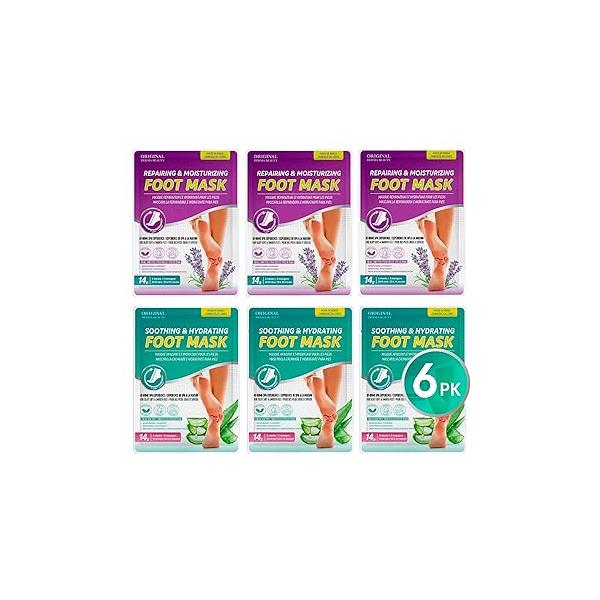 Original Derma Beauty Foot Mask 6 Pairs Shea Butter + Avocado Moisturizing Body Exfoliator Callus Remover Bath Pedicure Supplies