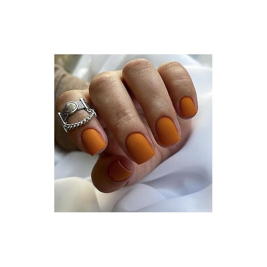 24 Pcs Short Press On Square Shape Matte Glue Solid Color Acrylic False Full Cover Stick Reusable Artificial DIY Nail Decorations (Style 8)