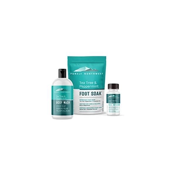 Tea Tree Foot & Body Soak and Wash plus Nail Infusion-Soothes Dry, Burning Itchy Skin-Refreshes Unwanted Odor-Restores Unhealthy Nails-Purely Northwest
