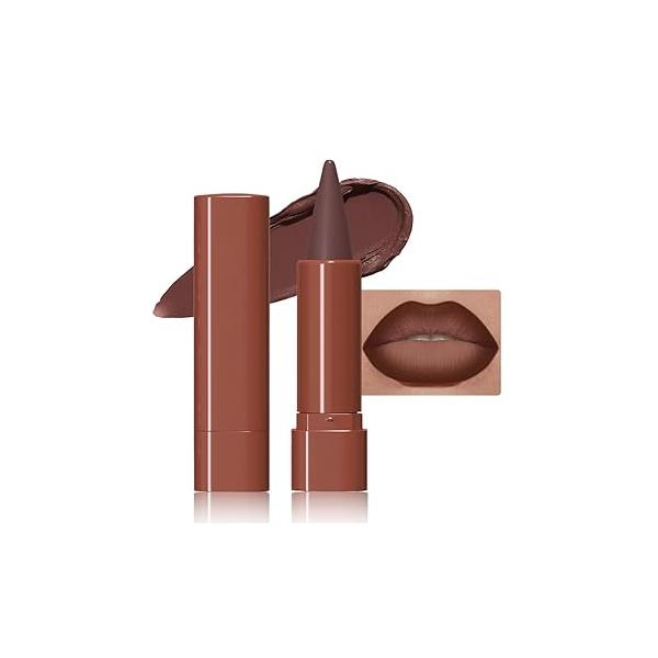 Maroon Gradient Matte Lipstick Crayon Lip Liner pencil, Flawless Contour Gradual Ombre Effect lip Pencil, for Women Long Lasting Waterproof Smudge Proof Pencil 05#