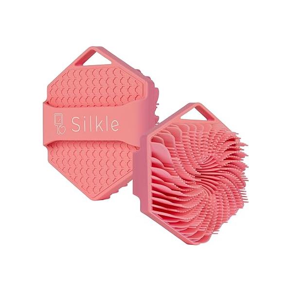 Silicone Body Scrubber - Exfoliating Bath Brush and Skin Cleanser Shower Sponge for Gentle Scrub Wash Scrubbing Care Tool a Refreshed Renewed You Pink