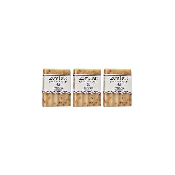 Indigo Wild Zum Goat's Milk Soap Bar - for Hands & Body Made with Essential Oils 3 oz Patchouli (3 Pack)