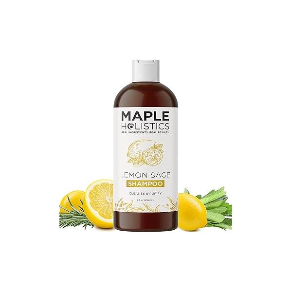 Sulfate Free Shampoo for Oily Hair - Lemon Sage Clarifying Build Up and Scalp Care with Rosemary Essential Oil Deep Cleansing Greasy Product
