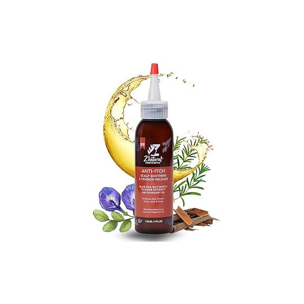 Z’natural Scalp Oil for Dry Itchy | Anti Dandruff Hair Growth Natural Ingredient Rosemary, Aloe Vera, Blue Pea Butterfly & Willow Bark Anti-Itch Relief with Cruelty Free Formula - 118 ml