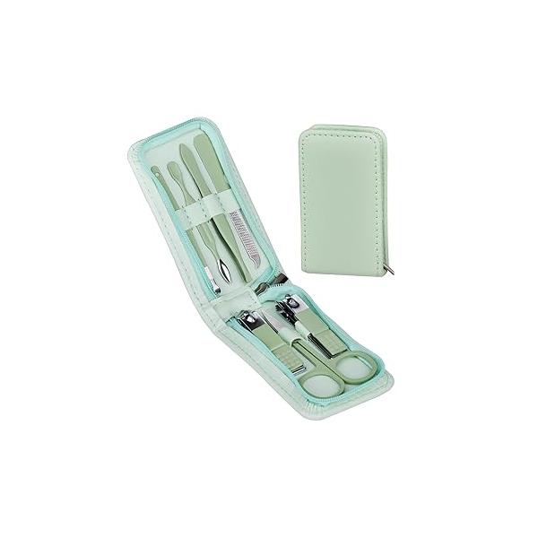 7 Pcs Manicure Set Stainless Steel Nail Clippers Kit, Care Beauty Tools Christmas Stocking Stuffers, Gifts for Men and Women Travel Grooming Kit With Zipper Leather Case