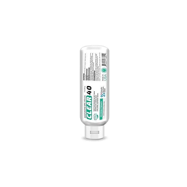 CLEAR 40, 40% Urea Gel, 8 oz w/Tea Tree & Coconut Oil, Aloe Vera Extract, Works on Calluses Corns, Moisturizes Softens Cracked Heels, Feet, Elbows, Hands, Nails, Superior Hydration to Creams