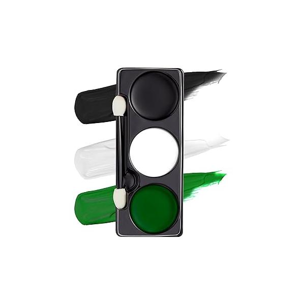 Spooktacular Creations Halloween Makeup Palette 3 Colors Face Body Paint with Brush for Zombie Skeleton Clown Witch Football Baseball Sports SFX Costume Cosplay Dress Up (7 Oz, White Black Green)