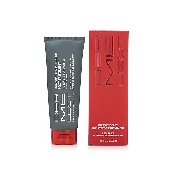 Dermelect Runway Ready Luxury Foot Treatment - Rich Peptide Cream with Argan Oil, Shea Butter & Hyaluronic Acid for Dry, Rough, Chapped Feet, Smooths and Revives Cracked Heels, 3.5 oz
