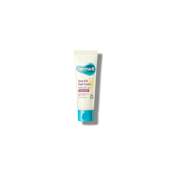 Derma B | Urea 9.8% Foot Cream Lotion for Dry Cracked Heel Treatment Camellia Oil, Feet Hypoallergenic Leg Sensitive Skin Woody Scent Care 2.7 fl oz (80ml)