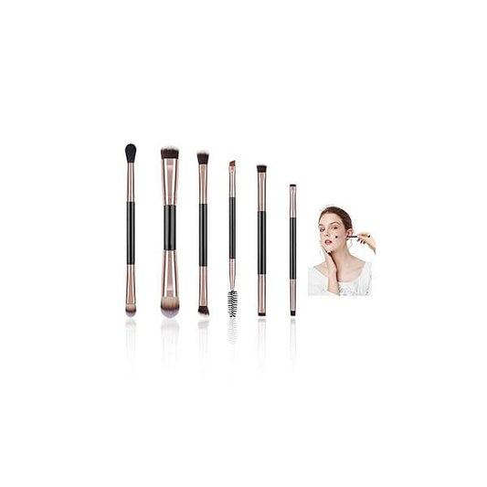 6 Pcs Double Sided Makeup Brushes Eyeshadow Brush Set Professional Ended Shadow Dual Travel Two Make Up Kits for Blending and Eyebrow