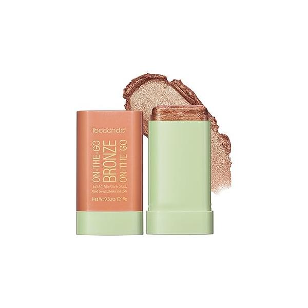Multi-Use Makeup Bronzer Stick, On-the-Go Glow Bronze Tinted Moisture Hydrating Solid Moisturizer with Tint, Natural Bronzed Glow, Blends Effortlessly, for Eyes, Cheeks & Body