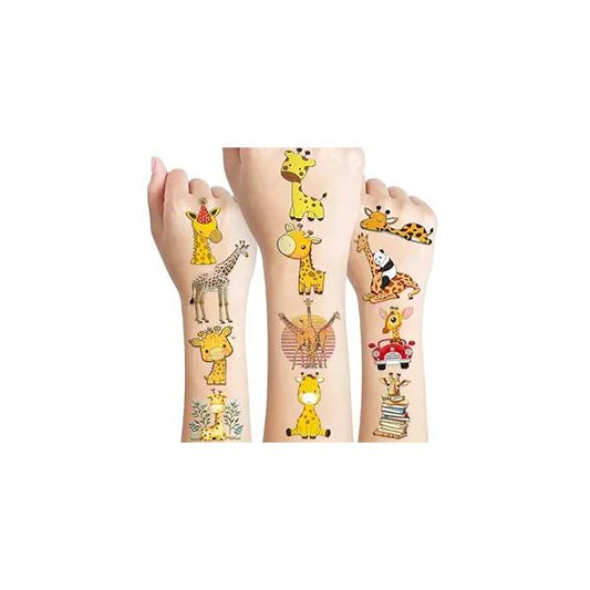 116 PCS Christmas Giraffe Face Temporary Tattoos Sticker Wild Jungle Animal Birthday Party Decorations Supplies Favors Gifts Baby Shower Boys Girls Zoo Cute Fake Tattoo School Reward Themed