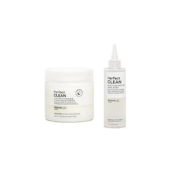 NATURELAB. TOKYO Perfect Clean Sake Rinse - pH Balancing Treatment for Dry, Itchy Scalp, Clears Buildup & Excess Scalp Oil, Hydrates with Rice Water Ginseng, 6.7oz