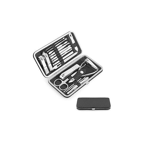 Manicure Set - HEMOUR 19 in 1 Stainless Steel Set, Professional Beauty Nail Care Leather Case, Great Gift For Men And Women