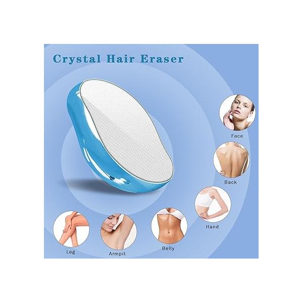 Crystal Hair Eraser for Women and Men, Reusable Remover Magic Painless Exfoliation Removal Tool, Device Back Arms Legs (Pink)