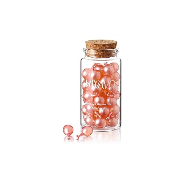 Keratin Treatment Hair Care, Rosemary Scent, For Dry And Damaged Hair, Exquisite Glass Bottle Packaging, Pink, 36 Capsules