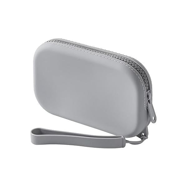Portable Silicone Makeup Bag for Women, Small Travel Waterproof Toiletry Cosmetic Bag, Zipper Closure Organizer Case with Handle (Milky White)