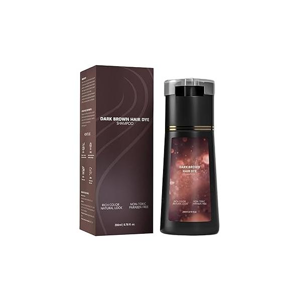 Hair Dye Shampoo, Instant Gray Coverage & Natural Color for Women/Men, Long-Lasting Gentle Formula (Dark Brown)