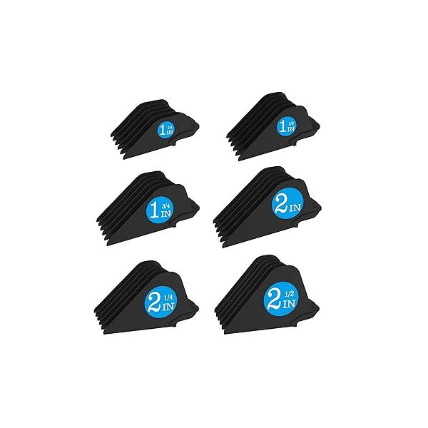 Clipper Guards for Wahl 10 12 14 16 18 20 Hair 6pcs Extra Long Guard Attachments 2.5 Inch Guides Multiple Sizes Universal 2.5", 2.25", 2", 1.75", 1.5", 1.25" (Dark Gray)