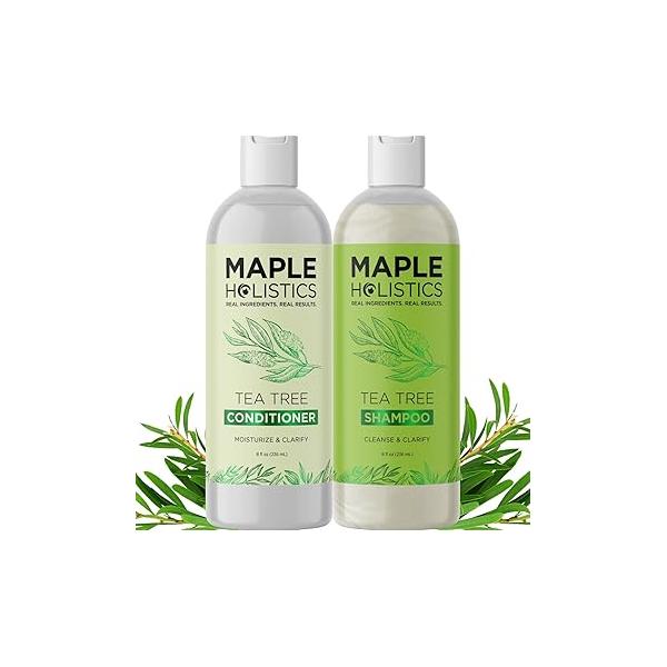 Tea Tree Shampoo and Conditioner Set - Sulfate Free Clarifying for Oily Hair & Scalp Care with Australian Oil Complete Dry Treatment Build Up (8 Fl Oz)