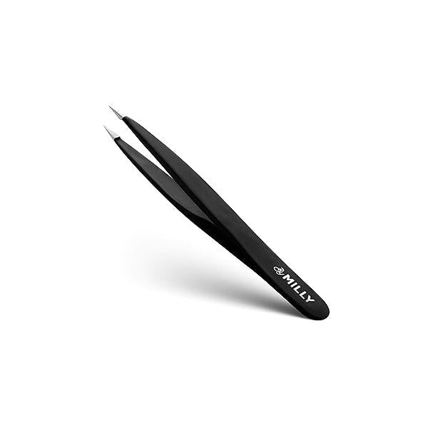 Pointed Tweezers | High Carbon Stainless Steel Needle Nose Fine Point Precision Hair Removal Perfectly Aligned & Hand-Filed Sharp Silver