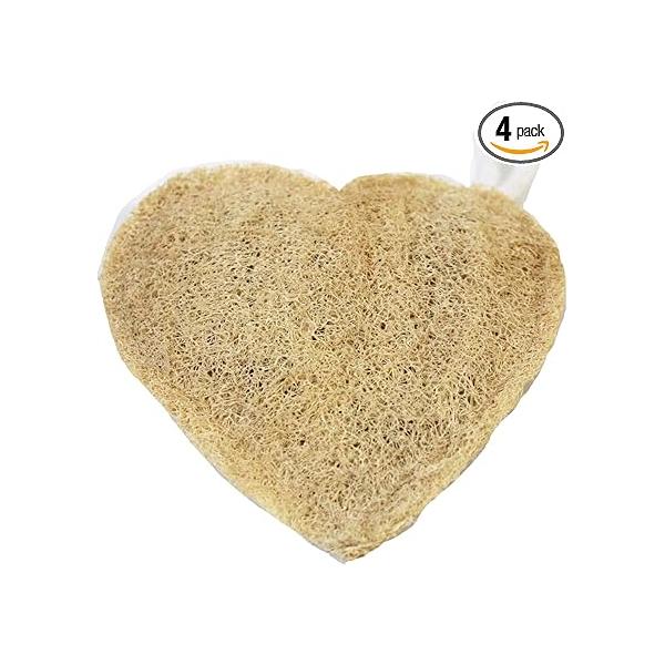Set of 4 All Natural Loofah Sponge, Real Egyptian Bath & Shower Exfoliating Loofa Scrubber Sponges for Face, Back Body, Eco Friendly, No Toxic Chemicals Body Sponge Skin Care in Spa Rectangular