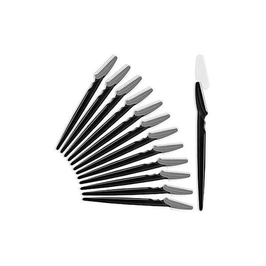 12 Pcs Eyebrow Razors, Face Razors Multipurpose, Exfoliating Dermaplaning Tools, Trimmers Shaver with Safety Cover, Facial Hair Removal for Women Men Body Use (Light Pink)