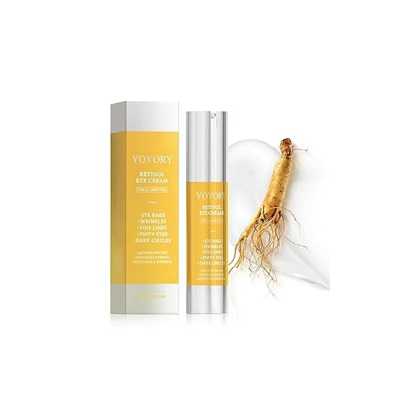 Retinol Under Eye Cream - Anti Aging for Dark Circles and Puffiness, Bags, Wrinkles Fine Lines Skin Care Treatment Hydrates Moisturizes Gold(0.67 Fl Oz)
