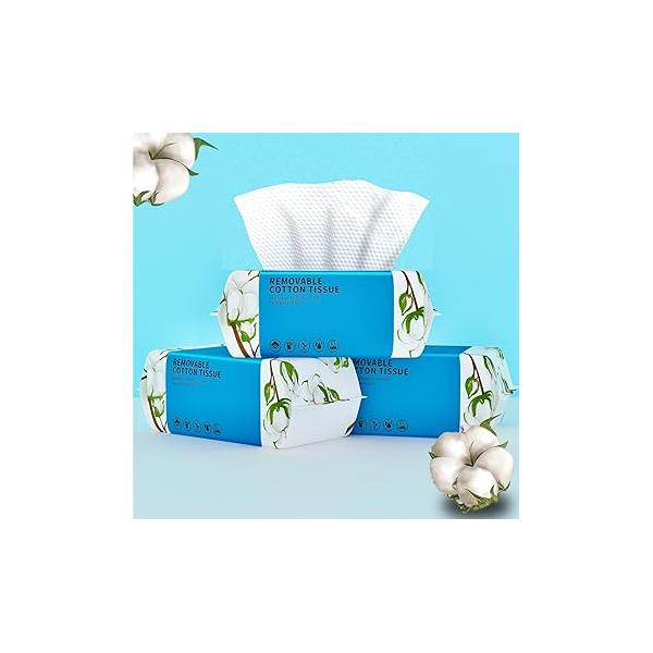 Disposable Face Towel 100 Count, Soft Cotton Clean Skin Towels, Dry Wipes Facial Towels Wash Cloths Tissue Thickened, Towelettes for Cleansing, Makeup Remover and Skincare