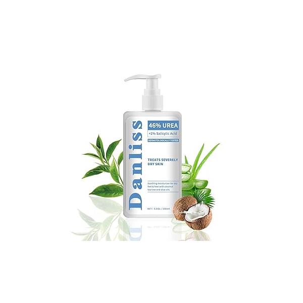 Urea Cream 46% with 2% Salicylic Acid for Dry Cracked Feet, Heels, Knees, Elbows, Hands Repair Treatment 5.3 Oz Extra Care Body Deep Moisturizing Skin Intensive