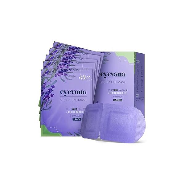 16 Packs Steam Eye Mask, Self Heating Warm Compress for Dry Eyes, Disposable Heated Mask Sleep, Spa, Travel Essentials & Relaxation Gifts Women, Stocking Stuffers (16, Ultra-Soft Lavender)