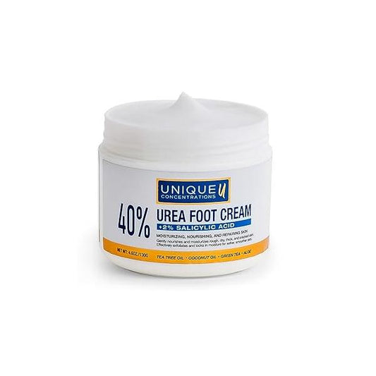 40% Urea Foot Cream with 2% Salicylic Acid - 40 Percent for Feet Maximum Strength Dry Skin Hand & Moisturizer Hyaluronic Aloe Vera 4.6 oz