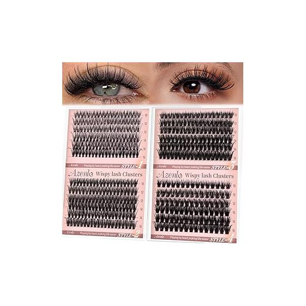Cluster Lashes Eyelash Clusters 08+A50+60D+80D Lash Wispy Individual D Curl Extension Natural DIY Extensions for Beginners