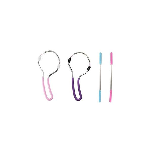 4 Pieces Facial Hair Removers Spring Face with Handle Removal Threading Tools for Women and Men (Random Color)