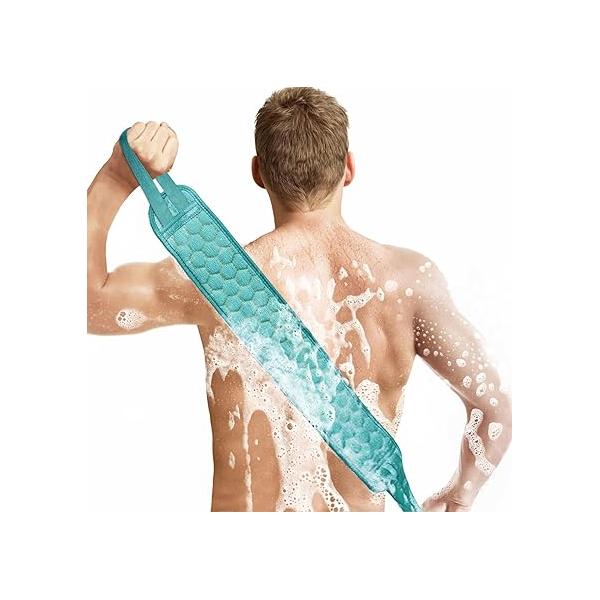 Inmorven Exfoliating Back Scrubber for Shower with Handles, 30 Inch Double-Sided Exfoliator Body Scrub Towel, Washcloth Bath Tool use in Shower, to Clean Skin Men & Women