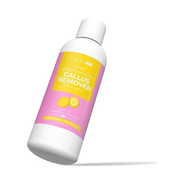 Cacee 8oz Foot Callus Remover with Tea Tree Oil, Lemon Scent for Spa, Pedicure Soak, Care, Athletes Treatment, Cuticle and Feet