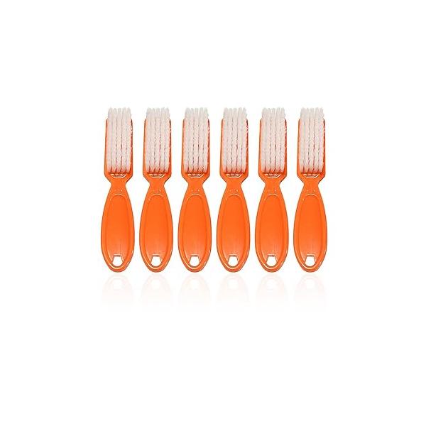 6Pcs Handle Grip Nail Brush, Hand Fingernail Cleaner Brush Manicure Tools Scrub Cleaning Brushes for Toes and Nails (Black)