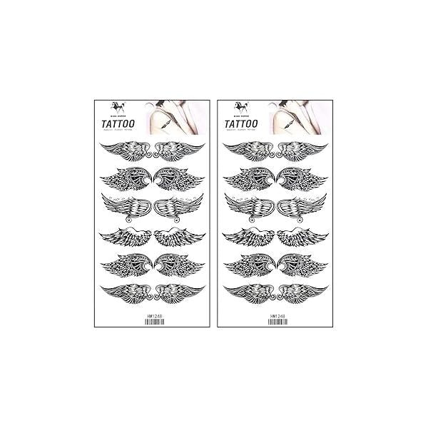 Tattoos 2 Sheets Angel Wings Cartoon Tattoo Art Fashion Temporary Body Stickers Fake Waterproof Removable Party for Teens Men Women (08)