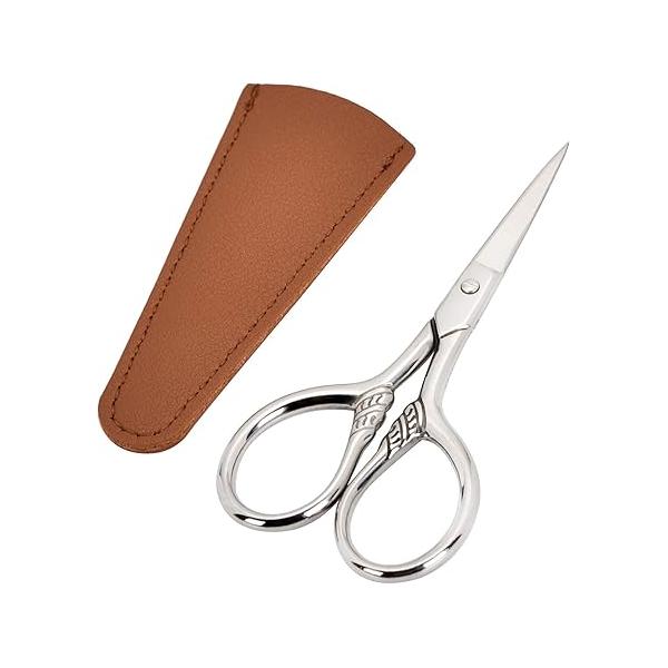 Personal Care Professional Beauty Tools (pink) Small scissors Facial hair removal and ear, nose eyebrow, beard trimming Stainless steel fine straight head