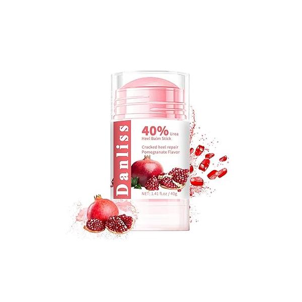 40% Urea Heel Balm Stick Intensive Cracked Foot Repair Miracle Cream for Calluses and Dry Feet Soothing Moisturizer Callus Remover 1.41 Oz (Pomegranate Flavour)