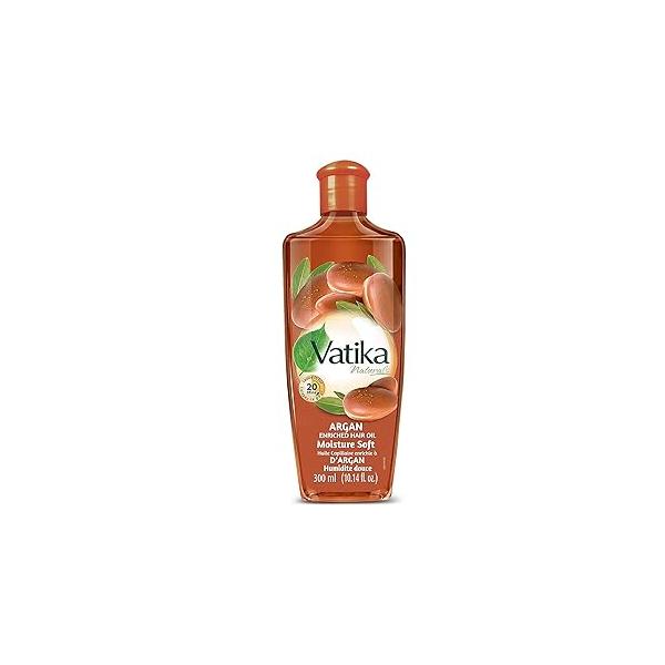 Dabur Vatika Naturals Enriched Hair Oil, Natural Moisturizing - Strengthening Serum for Healthy Scalp, Nourishing Soft, Manageable, Smooth & Silky From Root to Tip (Argan)