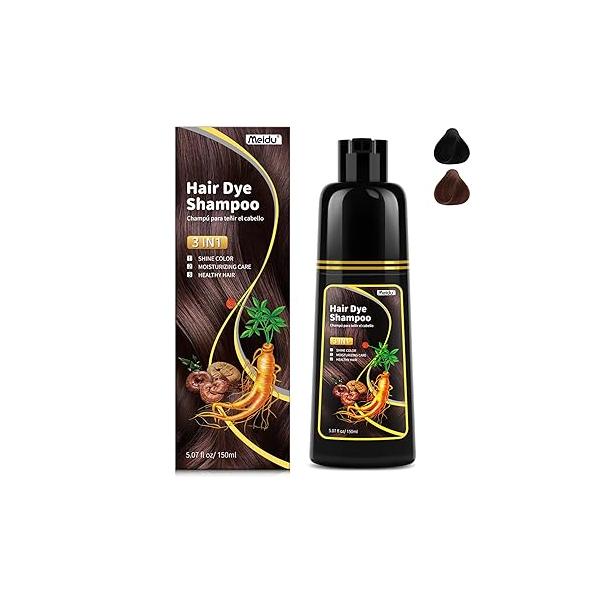 Shampoo Shop Black Hair Dye 3 in 1 for Gray Hair, Women Men, Color Herbal Ingredients Natural (500ml,16.9oz)