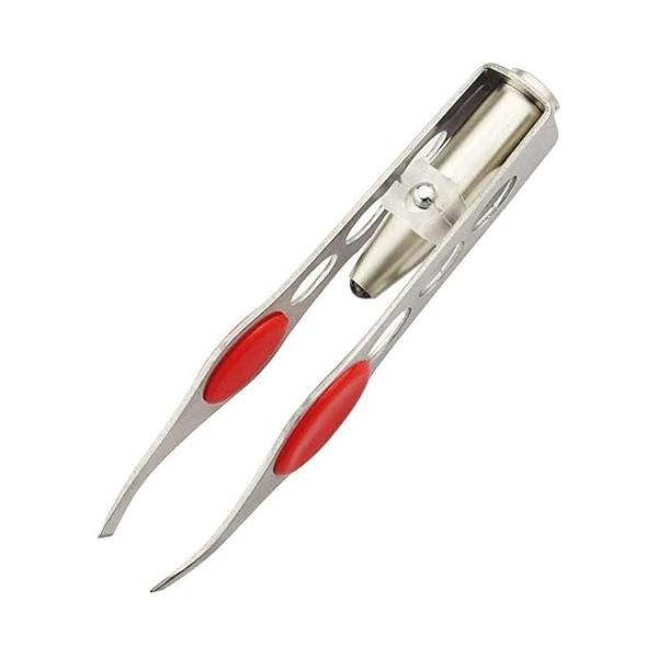 Silver Tweezer With LED Light For Hair Removal Makeup Tool Eyebrow Eyelash Tweezers, Lash Trimmer, Round Brow Tools, Ingrown Tweezers