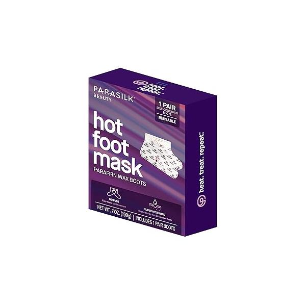 Parasilk Beauty Hot Foot Mask - 1 Pair Self Contained Paraffin Wax Boots for Intensive Hydration. Infused with Coconut Oil, Argan Marula and Vitamin E. One Size Fits Most